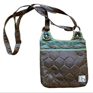 Cinda B Women's Crossbody Shoulder Bag Purse Zipper Closure Brown‎ and Green